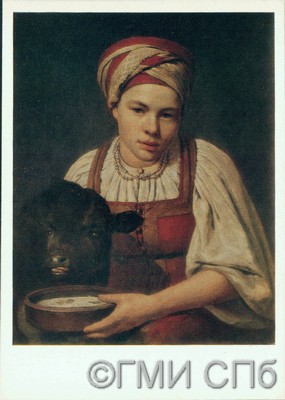 Крестьянская девушка с телёнком (1829).  1977